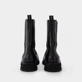 Bottines Studs en Cuir Noir