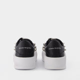 Baskets Oversize en Cuir Noir & Argent