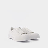 Baskets Deck Plimsoll en Cuir Blanc
