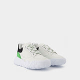 Baskets New Court en Cuir Blanc/Noir/Vert