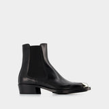 Bottines Boxcar en Cuir Noir/Argent