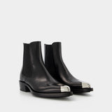Bottines Boxcar en Cuir Noir/Argent