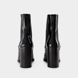 Bottines en Cuir Noir/Argent