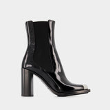 Bottines en Cuir Noir/Argent
