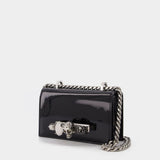 Sac Jewelled Satchel Mini en Cuir Verni Noir