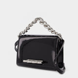 Sac Four Ring Mini Chain en Cuir Vernis Noir