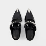 Sandales en Cuir Noir/Argent