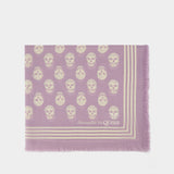 Écharpe Ca Biker 120X140 - Alexander Mcqueen - Laine - Lilas/Blanc