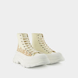 Bottines Tread Slick - Alexander Mcqueen - Cuir - Blanc/Jaune