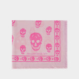 Écharpe Ca Skull 104X120 - Alexander Mcqueen - Laine - Rose