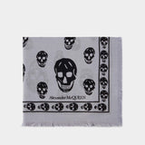 Écharpe Ca Skull 104X120 - Alexander Mcqueen - Laine - Bleu/Noir