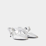 Mules À Boucle Punk - Alexander Mcqueen - Cuir - Argenté