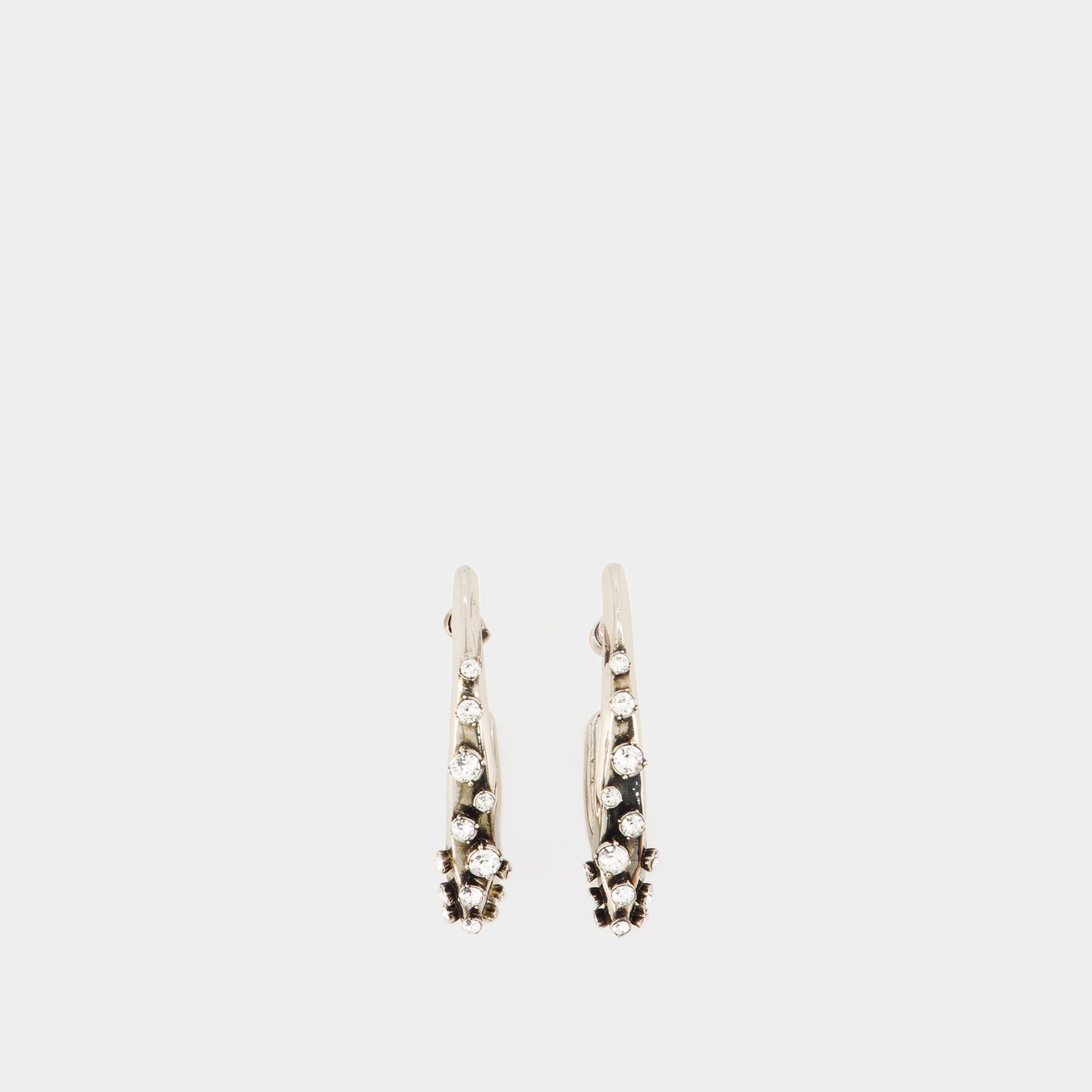Boucles D'oreilles Alexander McQueen Iris – Gouttes Asymétriques, Cristal Quartz, Laiton Doré, Longueur 5,5 Pouces
