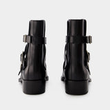 Bottines Punk - Alexander Mcqueen - Cuir - Noir/Argenté