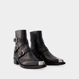 Bottines Punk - Alexander Mcqueen - Cuir - Noir/Argenté