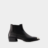 Bottines Chelsea - Alexander Mcqueen - Cuir - Noir/Argenté
