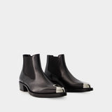 Bottines Chelsea - Alexander Mcqueen - Cuir - Noir/Argenté