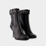 Bottines à Talon - Alexander Mcqueen - Cuir - Noir/Argenté