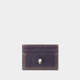Porte Carte Skull - Alexander Mcqueen - Cuir - Denim