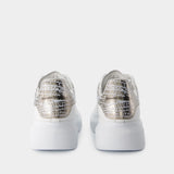 Sneakers Oversized - Alexander McQueen - Cuir - Blanc/Argenté