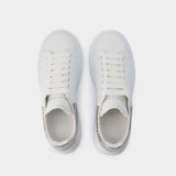 Sneakers Oversized - Alexander McQueen - Cuir - Blanc/Argenté