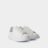 Sneakers Oversized - Alexander McQueen - Cuir - Blanc/Argenté