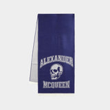 Écharpe Varsity à Logo Skull - Alexander McQueen - Laine - Bleu