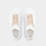 Sneakers Oversized - Alexander McQueen - Cuir - Blanc/Argenté