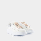 Sneakers Oversized - Alexander McQueen - Cuir - Blanc/Argenté