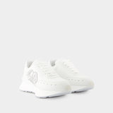 Sneakers Sprint Runner - Alexander McQueen - Cuir - Blanc/Argenté