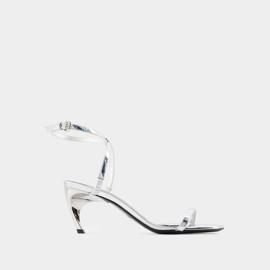 Sandales à Talon Seal - Alexander McQueen - Cuir - Argenté