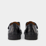 Baskets Low-Top Velcro in Cuir Noir