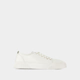 Baskets Low-Top Logo en Cuir Blanc