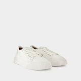 Baskets Low-Top Logo en Cuir Blanc