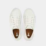 Baskets Low-Top Logo en Cuir Blanc
