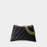 Sac À Bandoulière Crush Chain M - Balenciaga - Cuir - Noir