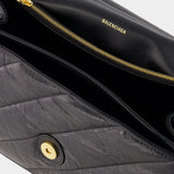 Sac À Bandoulière Crush Chain M - Balenciaga - Cuir - Noir