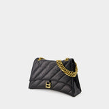 Sac À Bandoulière Crush Chain M - Balenciaga - Cuir - Noir