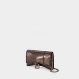 Wallet on chain Hourglass - Balenciaga - Cuir - Dark Bronze