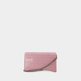 Wallet on chain Hourglass - Balenciaga - Cuir - Powder Pink