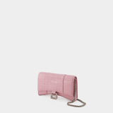 Wallet on chain Hourglass - Balenciaga - Cuir - Powder Pink