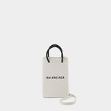 Sac Phone Holder - Balenciaga - Cuir - Blanc