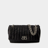 Sac Hobo Monaco M - Balenciaga - Cuir Matelassé - Noir