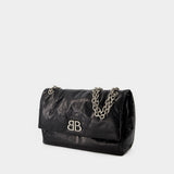 Sac Hobo Monaco M - Balenciaga - Cuir - Noir
