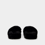 Sandales Furry Slide - Balenciaga - Fausse Fourrure - Noir