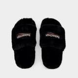 Sandales Furry Slide - Balenciaga - Fausse Fourrure - Noir