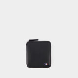 Portefeuille Zippé Carré Tricolor Fox en Cuir Noir