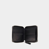 Portefeuille Zippé Carré Tricolor Fox en Cuir Noir