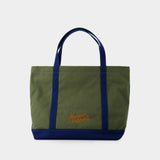 Tote Bag Classique Fox Head Pocket - Maison Kitsune - Toile - Vert Militaire