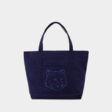 Cabas Fox Head Large - Maison Kitsune - Coton - Bleu
